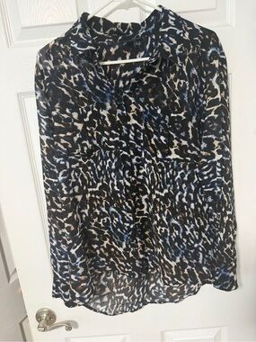 Guess Black, Blue & Cream Animal-Print Button-Down Shirt